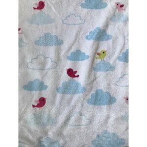 Circo White Velour Blue Cloud Sherpa Baby Blanket Lovey Pink Green Birds